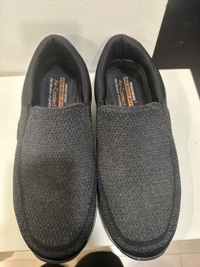 Skechers Mens Size 12 Expected Gomel SN 65086 Black Gray Loafers Comfort Shoes